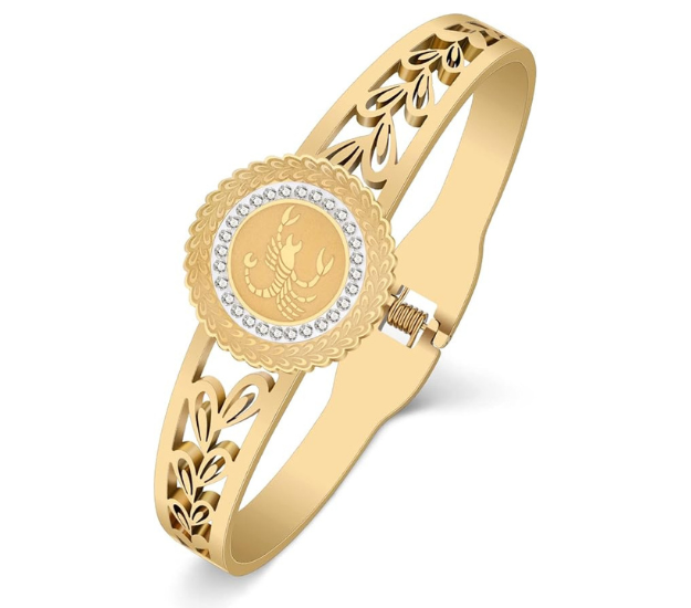 LONYOO 12 Constelación Pulseras de Acero Inoxidable del Zodiaco Pulsera Brazalete Regalos de Cumpleaños para Mujer