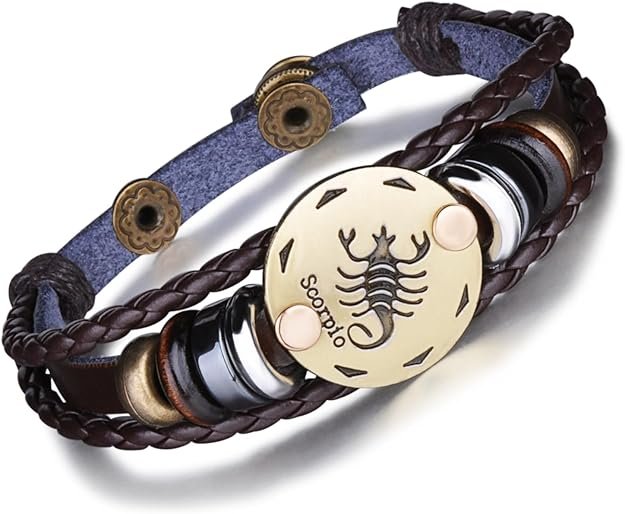 Moderna pulsera de estilo punki con diseño de signo del Zodiaco