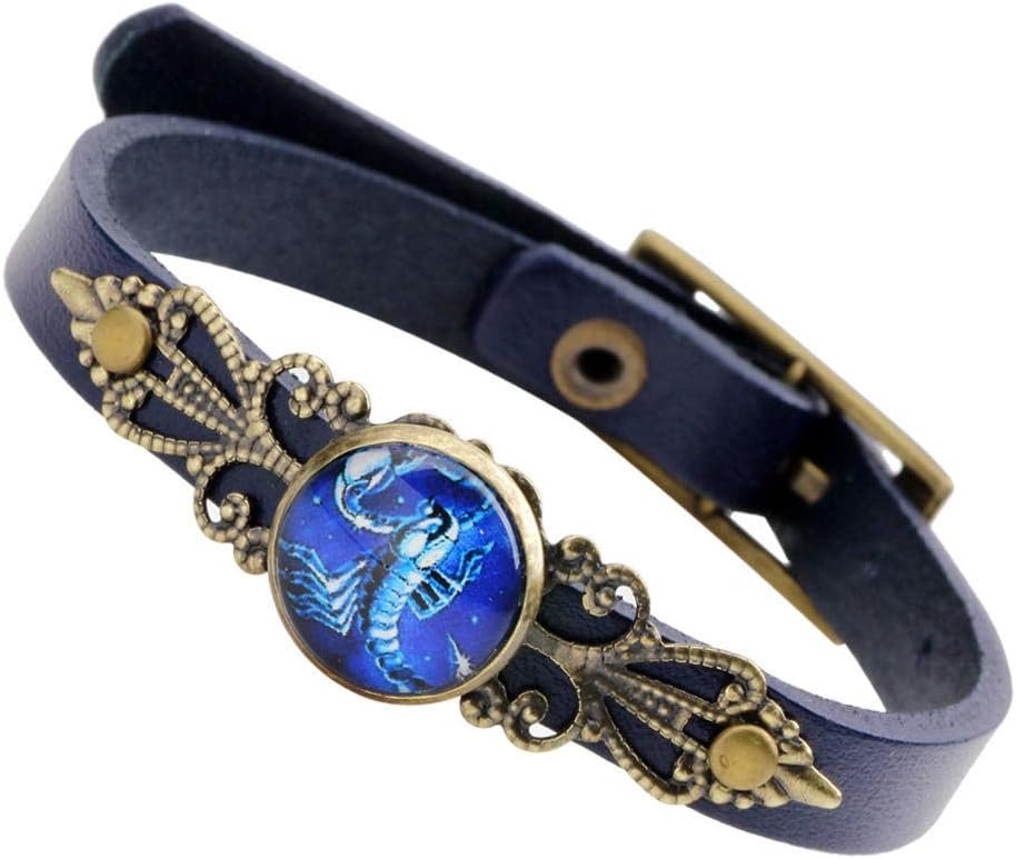 Pulsera de Cuero Retro Azul